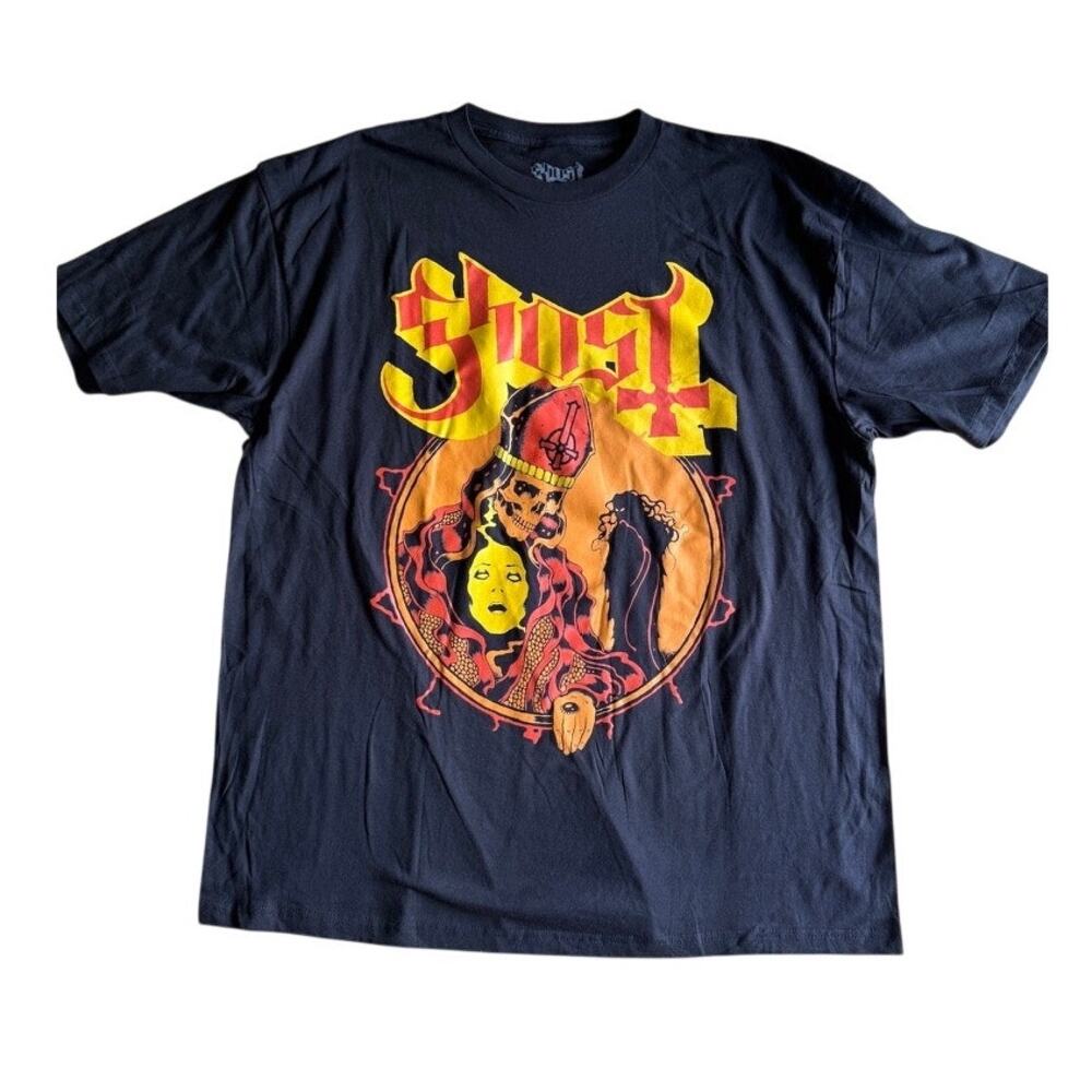 Ghost metal rock band 2023 tour orange black shirt Size XXL 2XL